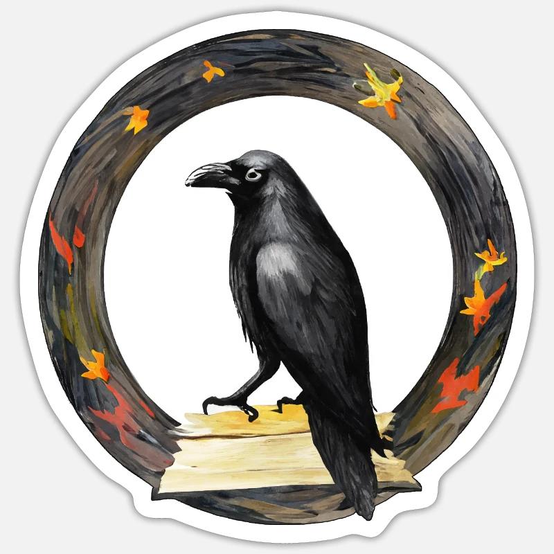 Le corbeau - Sticker taille S (10 x 10 cm) - blanc mat