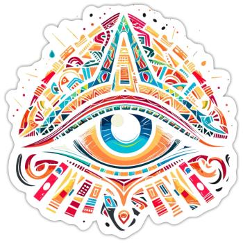 Vibrant Doodle Eye of Horus - Colorful Caricature - Sticker size S (10 x 10 cm) - white matte - Front