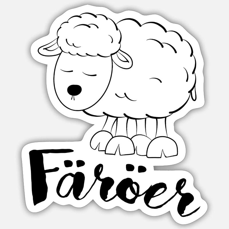 Färöer Schaf - Sticker Größe S (10 x 10 cm) - Mattweiß