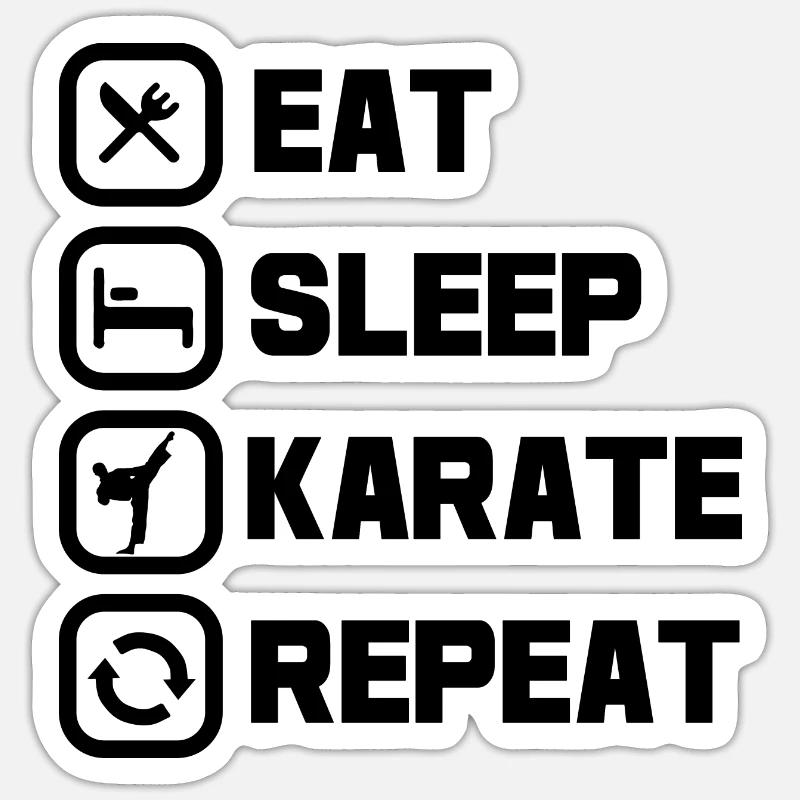 Eat Sleep Karate Repeat - Sticker Größe S (10 x 10 cm) - Mattweiß
