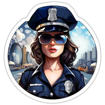 Polizistin - Sticker Größe S (10 x 10 cm) - Mattweiß - Vorne
