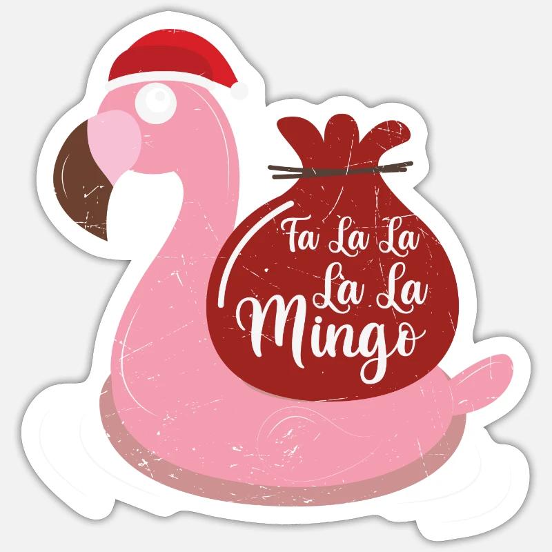 Flamingo Design Lustige Weihnachtspullover - Sticker Größe S (10 x 10 cm) - Mattweiß
