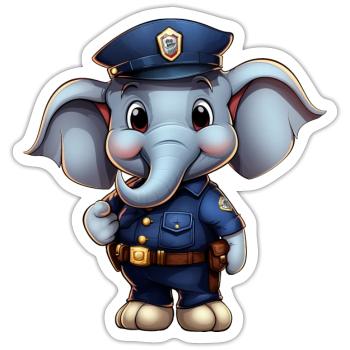 Elefanten Polizistin - Sticker Größe S (10 x 10 cm) - Mattweiß - Vorne