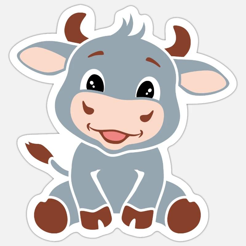 Mignon bébé taureau Sticker taille S (10 x 10 cm)
