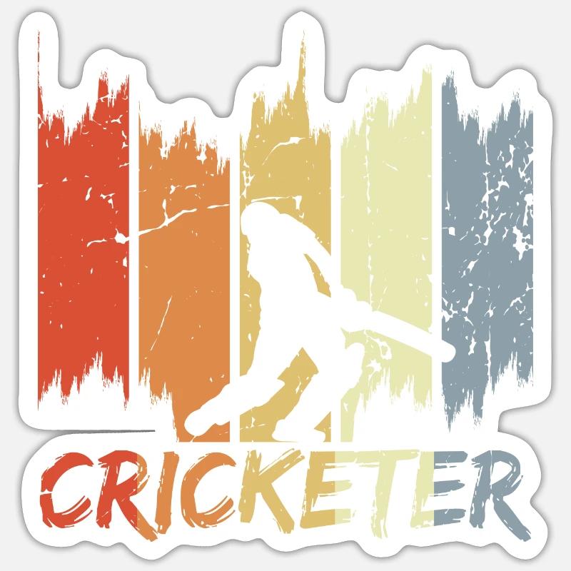 Retro Cricketer - Sticker size S (10 x 10 cm) - white matte