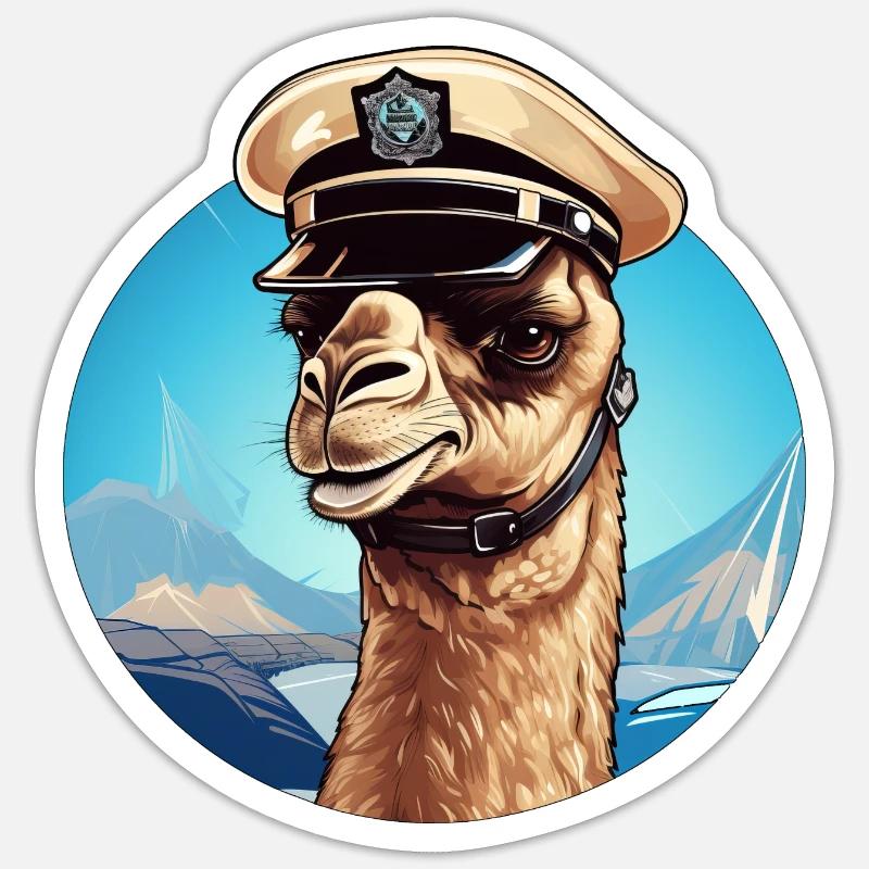 Camel Policeman - Sticker size S (10 x 10 cm) - white matte