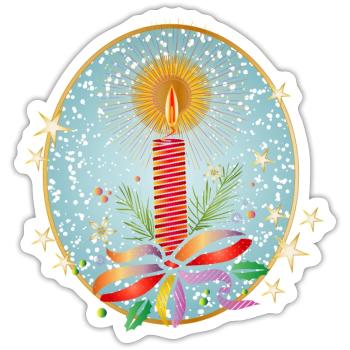 Bougie de Noël rouge pour Noël dans le cadre - Sticker taille S (10 x 10 cm) - blanc mat - Devant