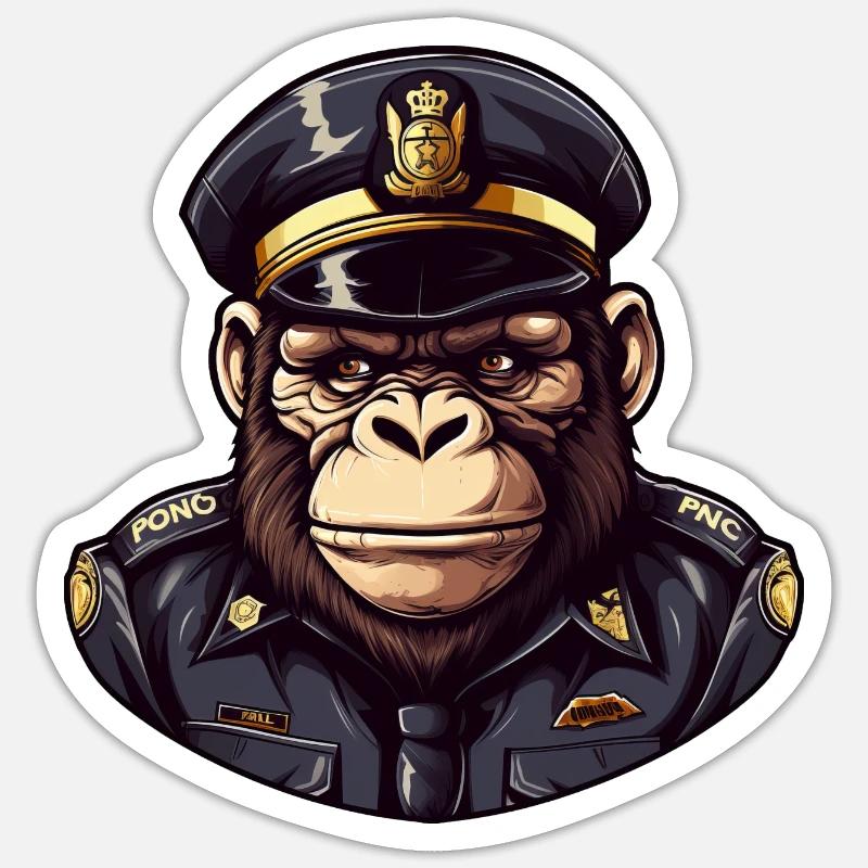 Monkey Policeman Sticker size S (10 x 10 cm)