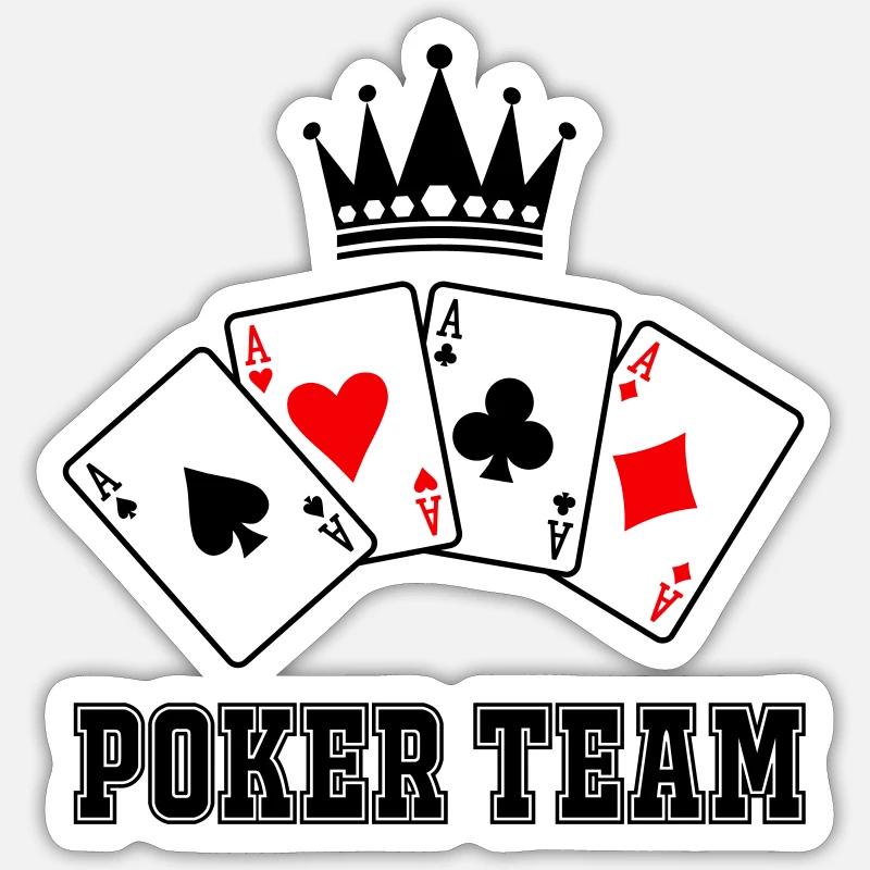 Équipe de poker - Sticker taille S (10 x 10 cm) - blanc mat