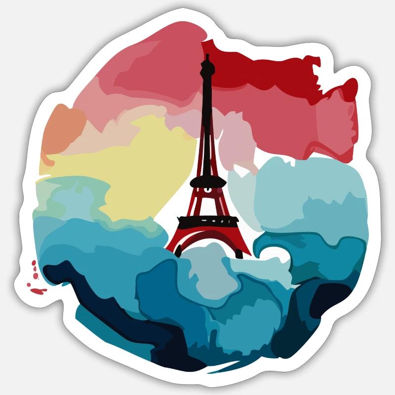 Tour Eiffel Aquarell - Sticker taille S (10 x 10 cm) - blanc mat