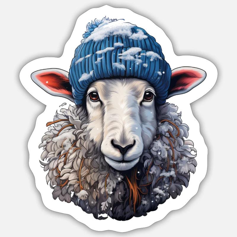 Moutons d’hiver - Sticker taille S (10 x 10 cm) - blanc mat