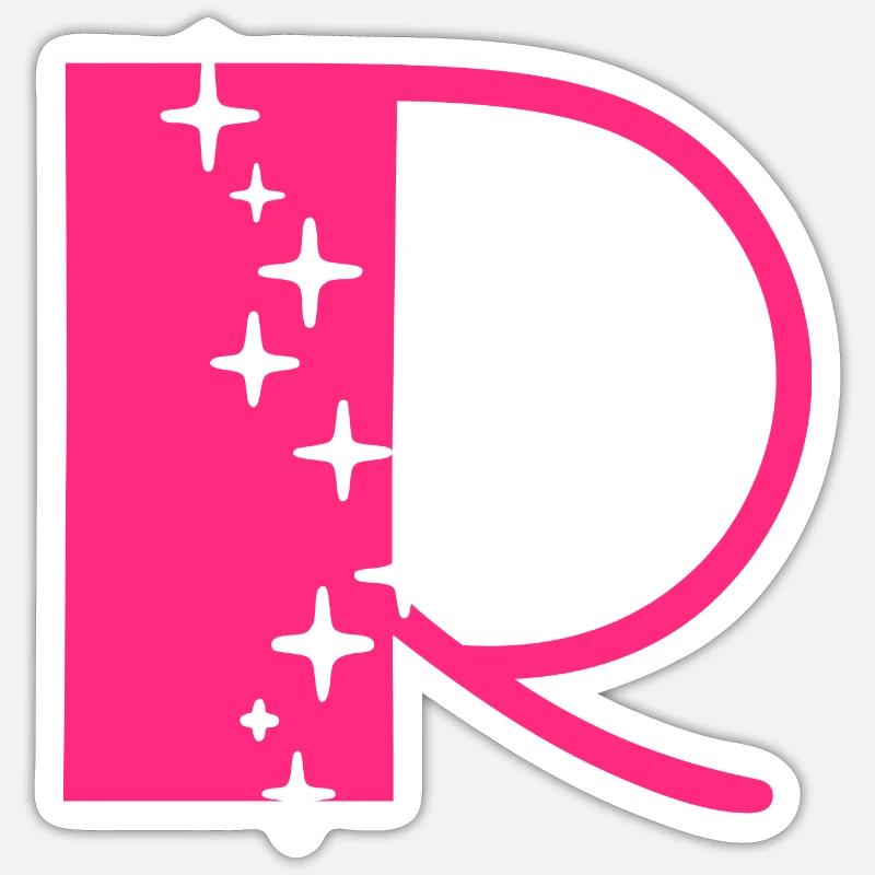 Letter R Glitter - Sticker size S (10 x 10 cm) - white matte