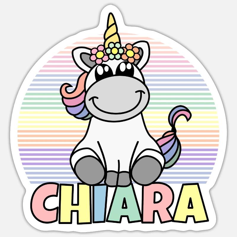 Chiara Einhorn Name - Sticker Größe S (10 x 10 cm) - Mattweiß