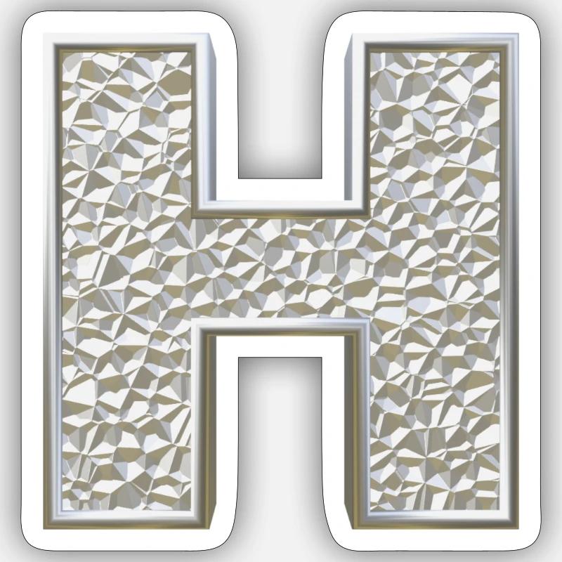 H, letter, letter H, initial, initial H, monogram, - Sticker Größe S (10 x 10 cm) - Mattweiß