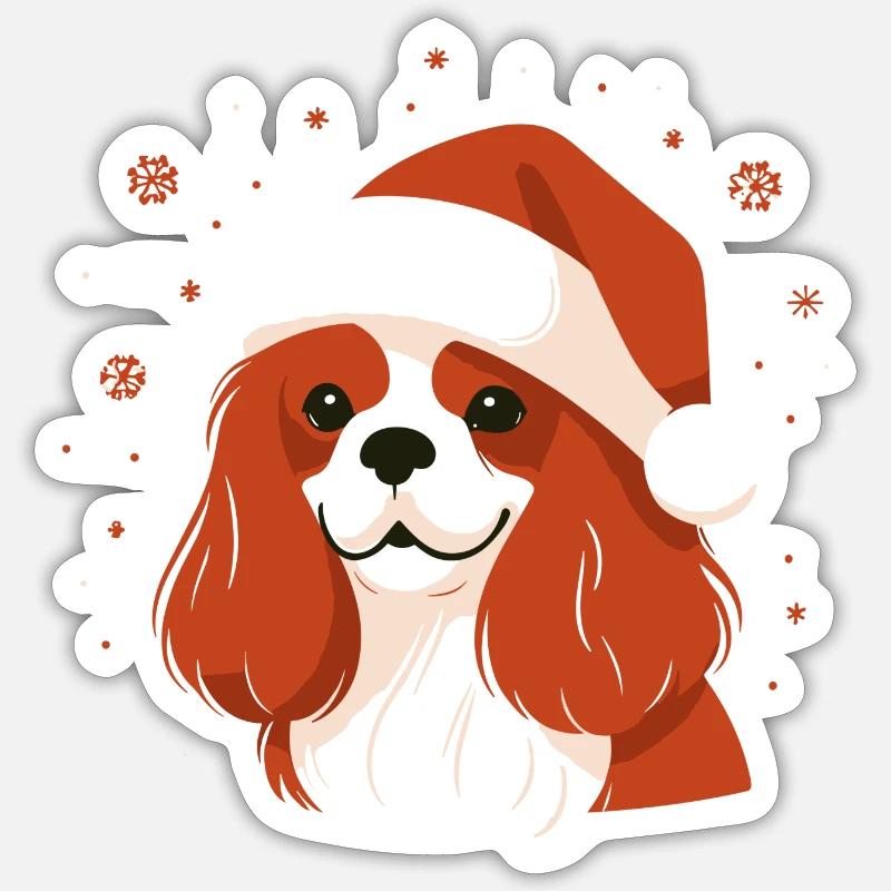 Cavalier Noël - Cadeau Mignon - Sticker taille S (10 x 10 cm) - blanc mat