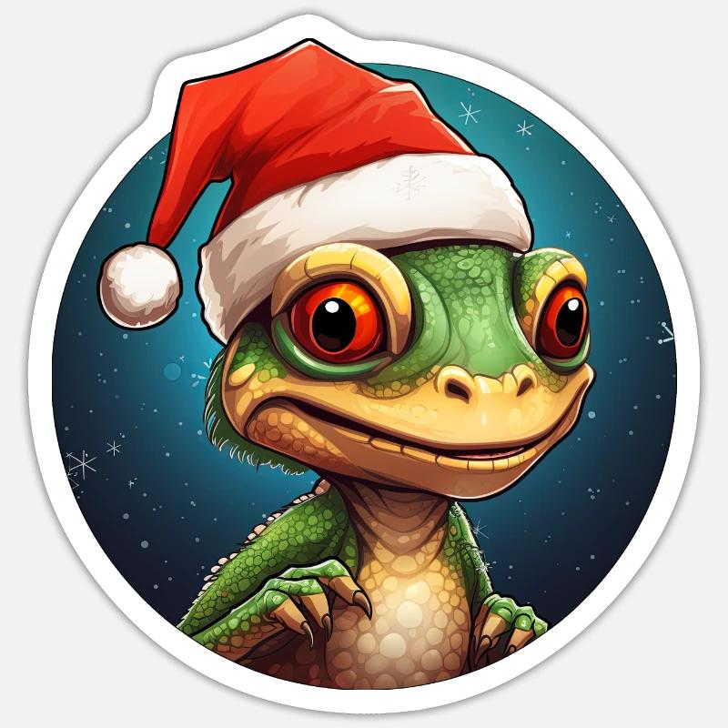 Eidechsen Weihnachten - Sticker Größe S (10 x 10 cm) - Mattweiß