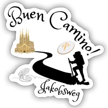 Jakobsweg- Buen Camino - Sticker Größe S (10 x 10 cm) - Mattweiß - Vorne