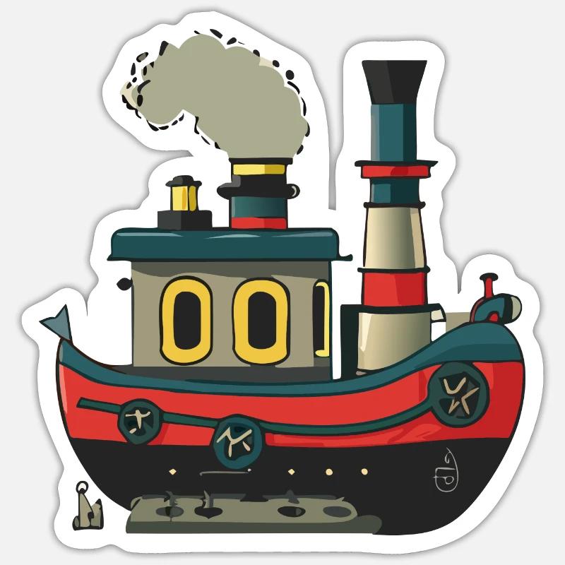 Dampfer - Sticker Größe S (10 x 10 cm) - Mattweiß