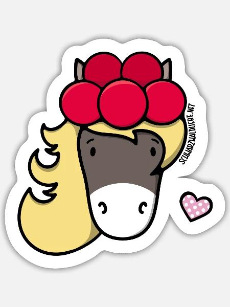 Schwarzwaldpony mit rosa Herz - Sticker Größe S (10 x 10 cm) - Mattweiß