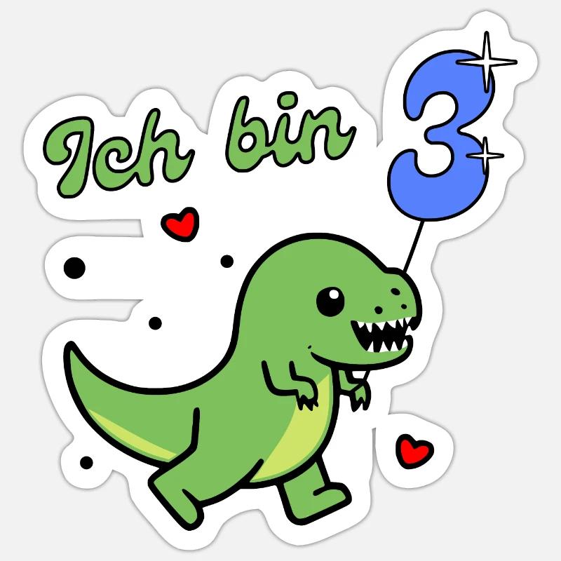 Dino Ich bin 3 Sticker Größe S (10 x 10 cm)