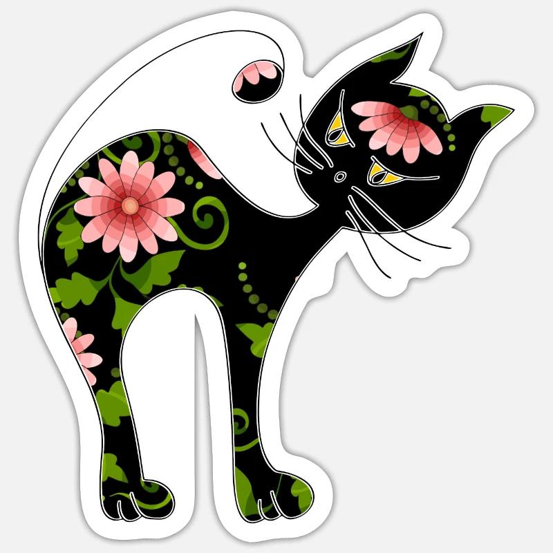 chat - Sticker taille S (10 x 10 cm) - blanc mat