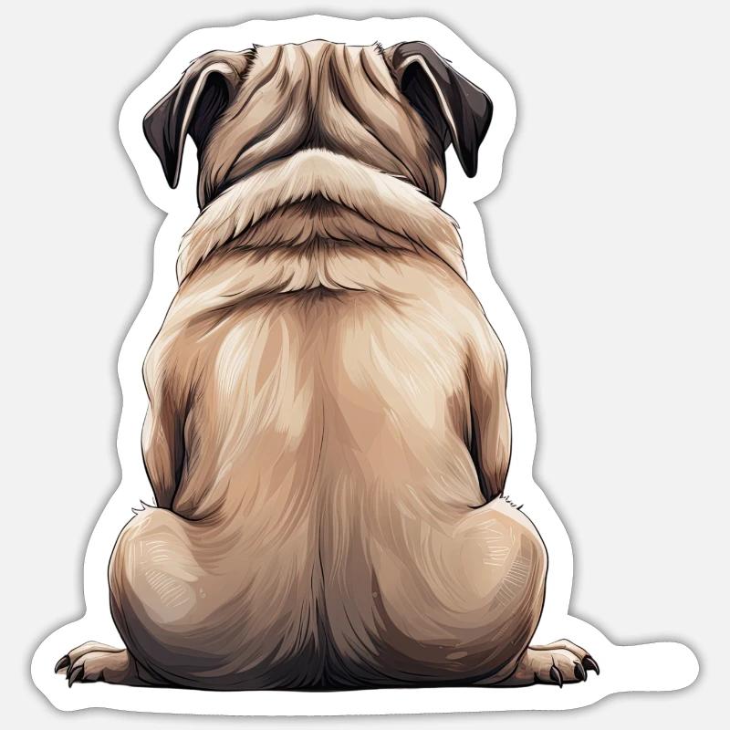 Mops Sticker Größe S (10 x 10 cm)