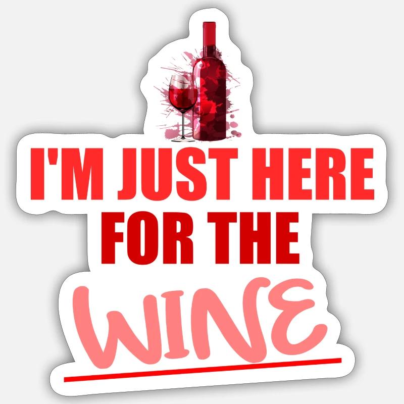 Citation drôle de vin - Sticker taille S (10 x 10 cm) - blanc mat