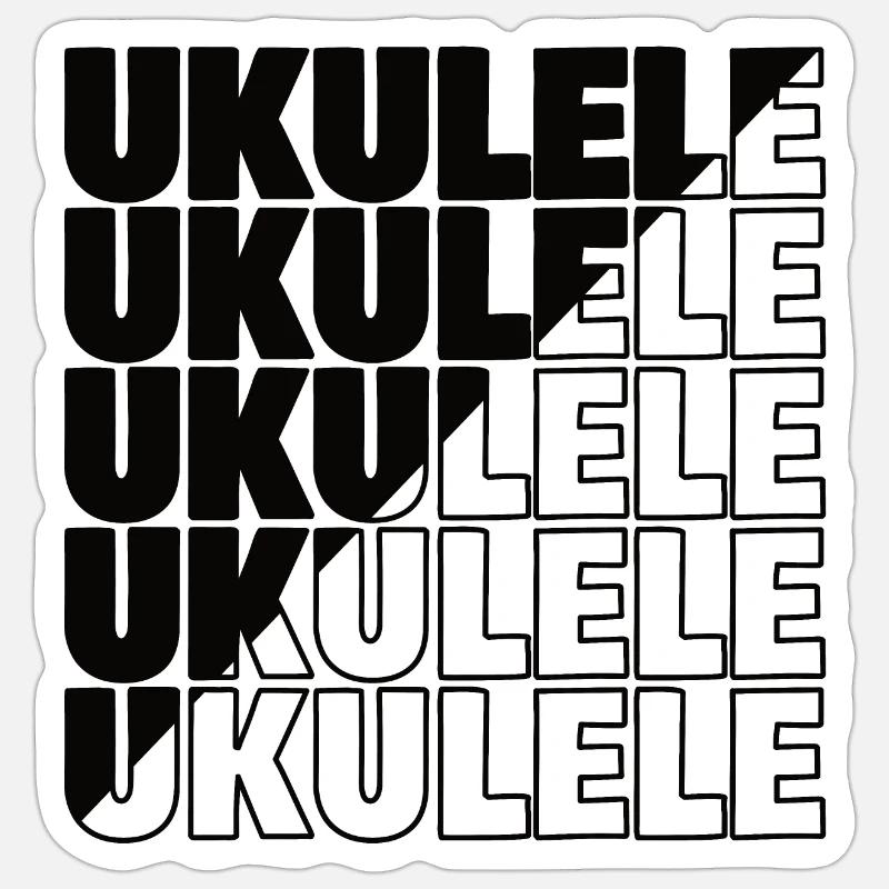 Ukulele typography diagonal - Sticker Größe S (10 x 10 cm) - Mattweiß