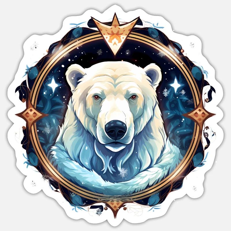 Eisbär mit verschneiten Elementen, Liebesbären Sticker Größe S (10 x 10 cm)