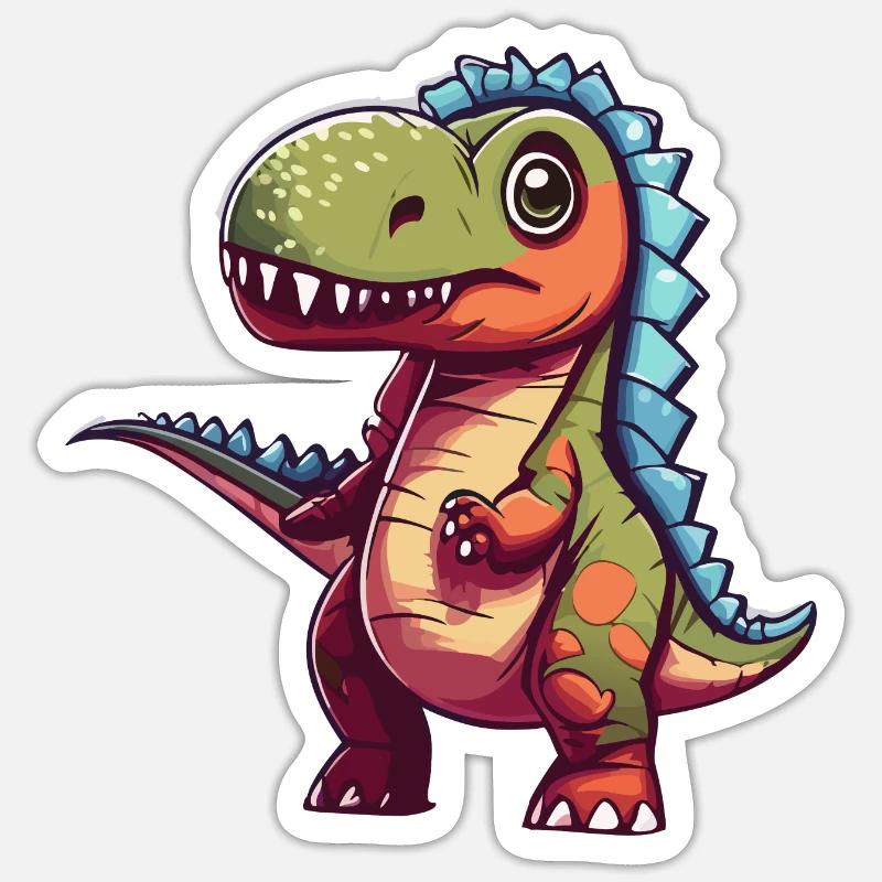 T-Rex confus - Sticker taille S (10 x 10 cm) - blanc mat