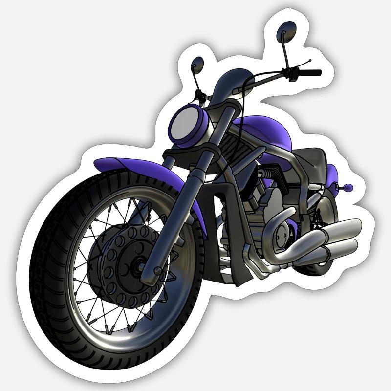 motocyclette - Sticker taille S (10 x 10 cm) - blanc mat