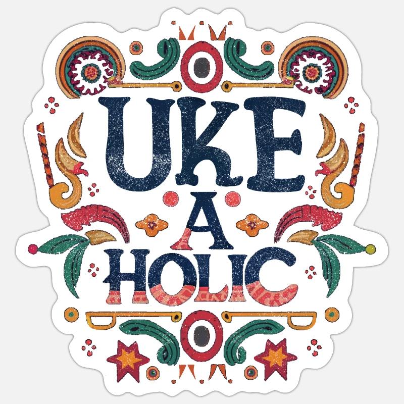 Uke-aholic - Sticker Größe S (10 x 10 cm) - Mattweiß
