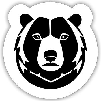 A strong fluffy bear in comic stalk - Sticker size S (10 x 10 cm) - white matte - Front