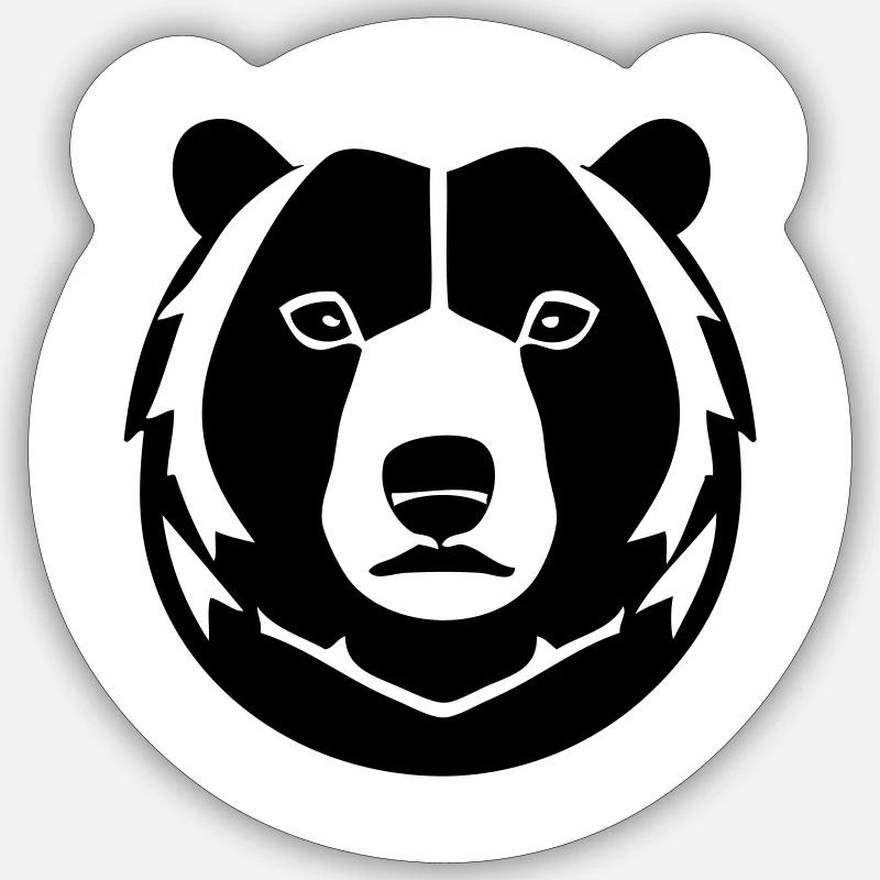 A strong fluffy bear in comic stalk Sticker size S (10 x 10 cm)