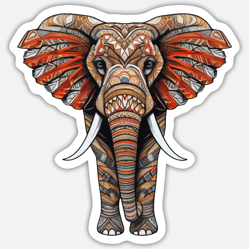 Elephant with African pattern no3 Sticker size S (10 x 10 cm)