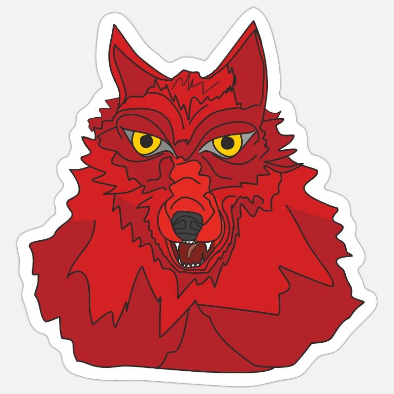 roter Wolf Sticker Größe S (10 x 10 cm)