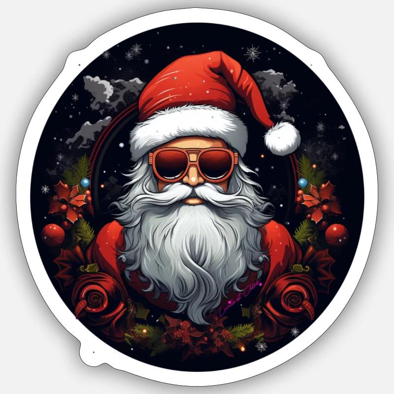 Weihnachtsmann mit Brille - Sticker Größe S (10 x 10 cm) - Mattweiß