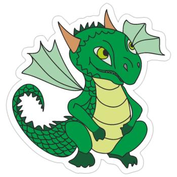 Süßer kleiner Drache - Sticker Größe S (10 x 10 cm) - Mattweiß - Vorne