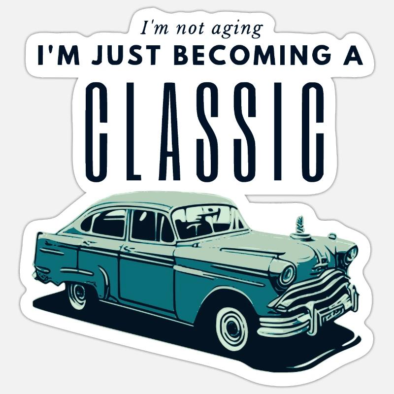 Oldtimer Zeitalter Nostalgie Design - Sticker Größe S (10 x 10 cm) - Mattweiß