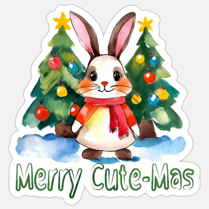 Joyeux lapin mignon - Sticker taille S (10 x 10 cm) - blanc mat