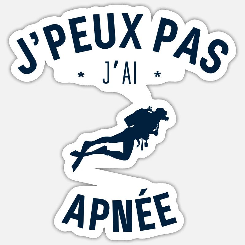 J peux pas j ai Apnée - Sticker taille S (10 x 10 cm) - blanc mat