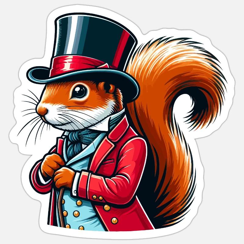 Direktor Eichhörnchen - Sticker Größe S (10 x 10 cm) - Mattweiß