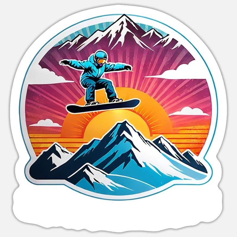 snowboard neige et ski - Sticker taille S (10 x 10 cm) - blanc mat