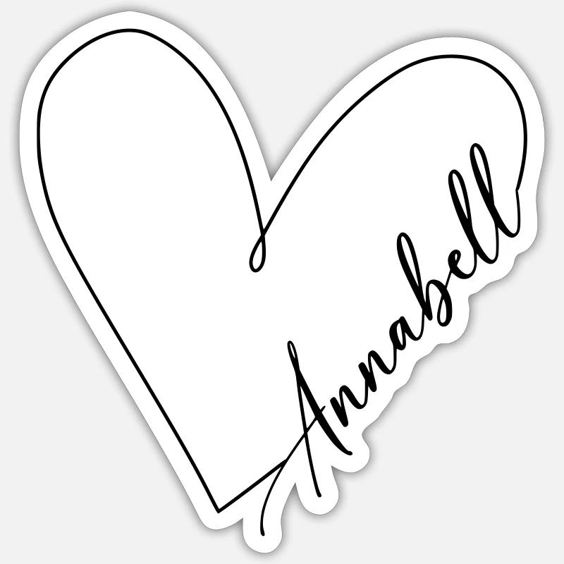 Annabell Name Heart Line - Sticker size S (10 x 10 cm) - white matte