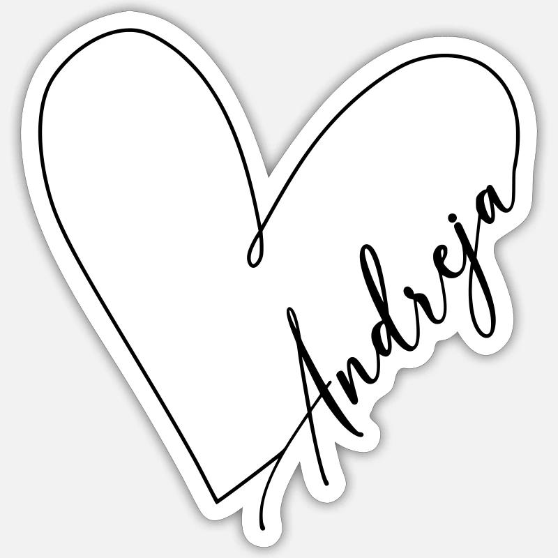 Andreja Name Heart Line - Sticker size S (10 x 10 cm) - white matte