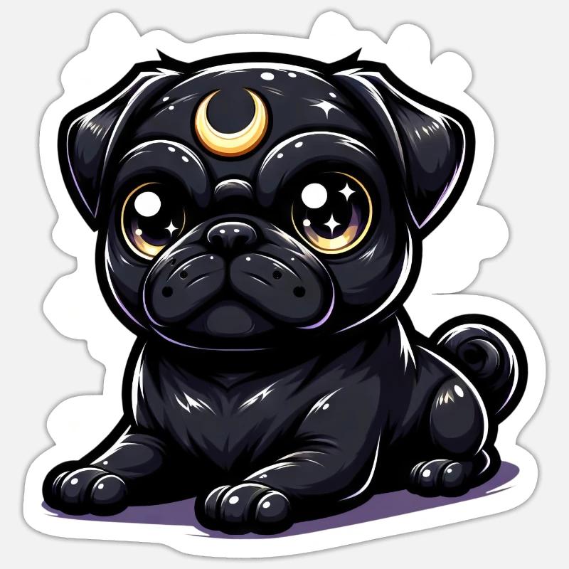Mondhüter Mops - Sticker Größe S (10 x 10 cm) - Mattweiß