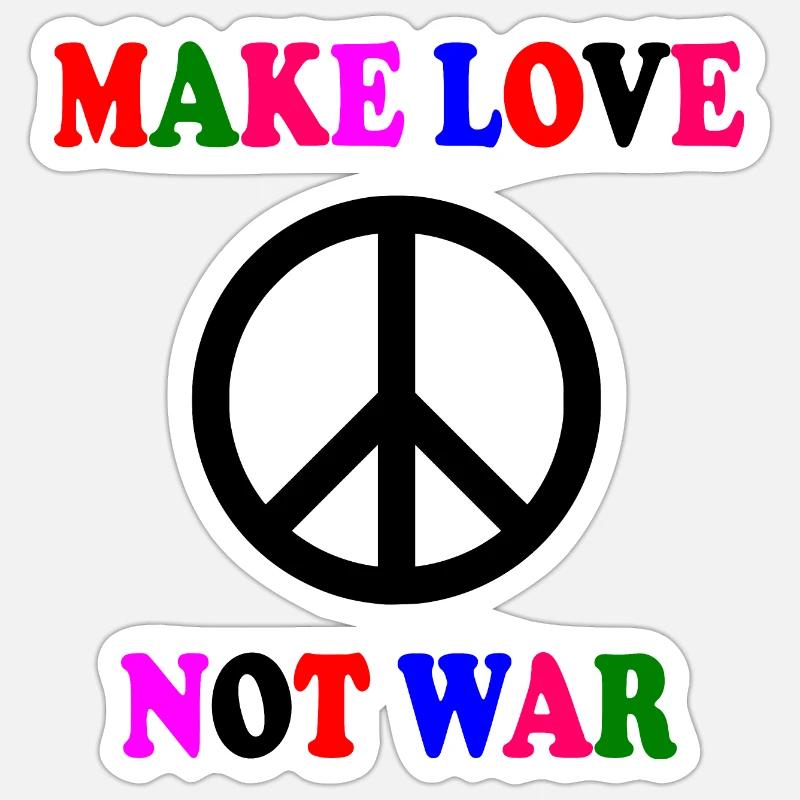 Make love not war - Sticker taille S (10 x 10 cm) - blanc mat