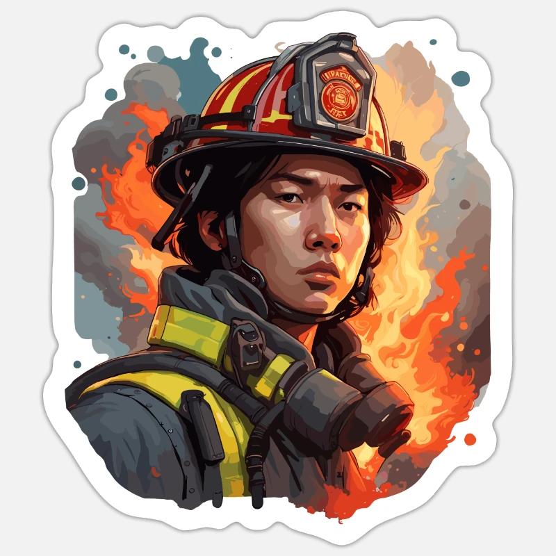 Firefighter / Fire / Fire / Extinguish / Hero Sticker size S (10 x 10 cm)