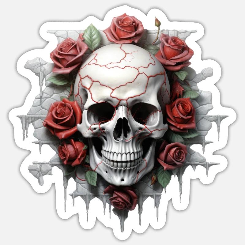 Gothic Blumenkunst Grafik Modedesign - Sticker Größe S (10 x 10 cm) - Mattweiß