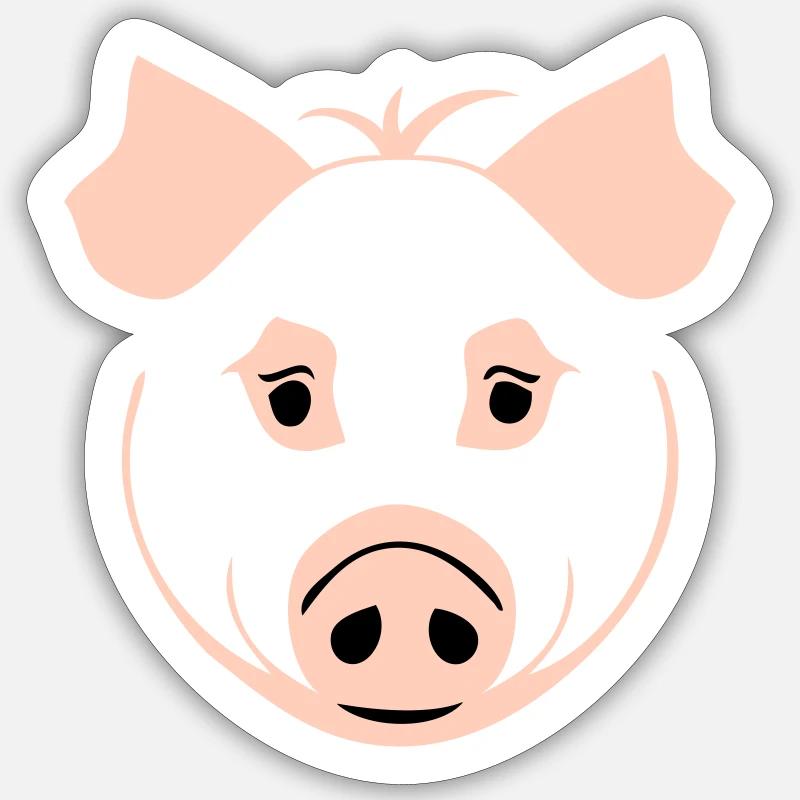 Schwein im Comic Stil - Sticker Größe S (10 x 10 cm) - Mattweiß